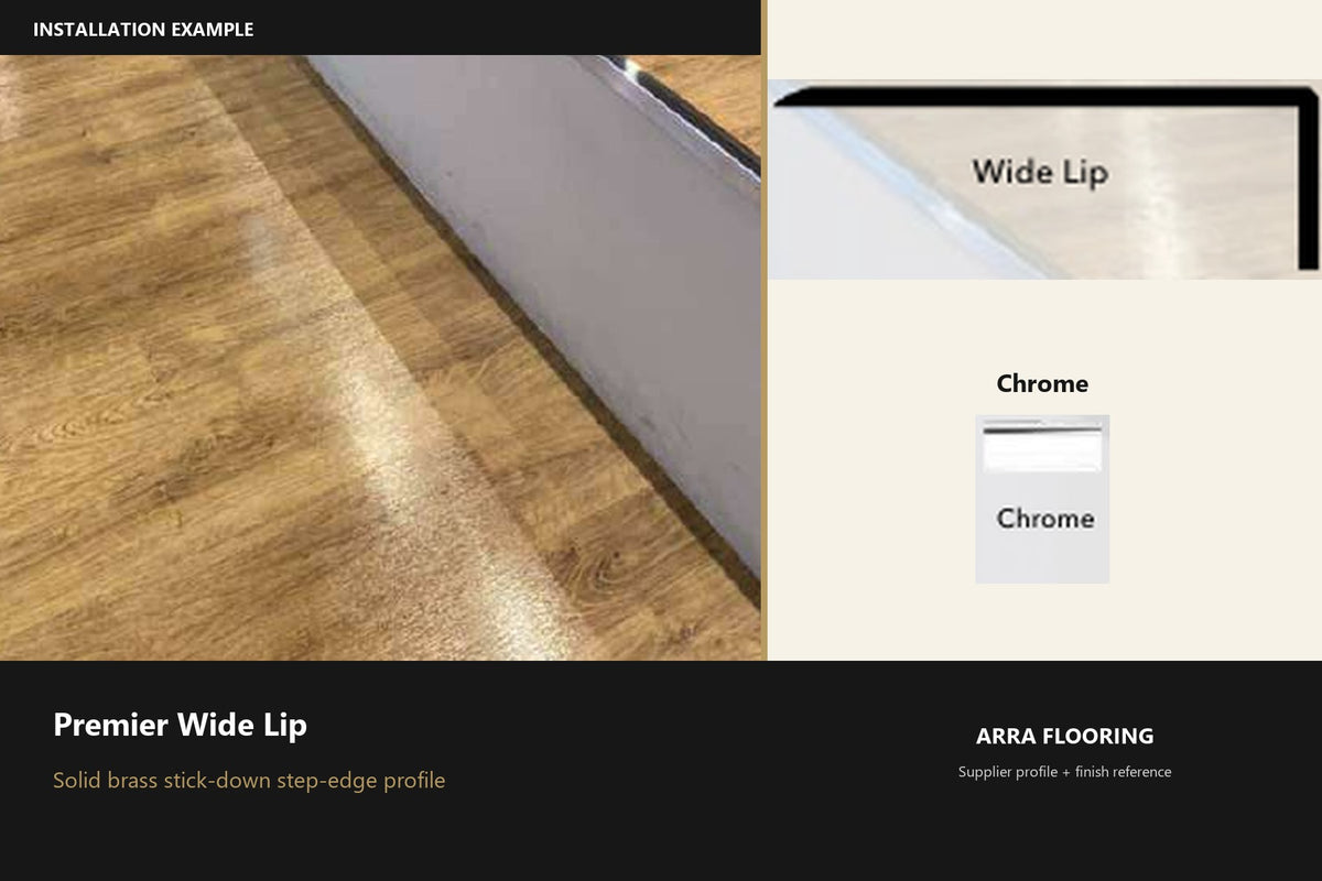 Premier Wide Lip — Chrome — profile and finish reference