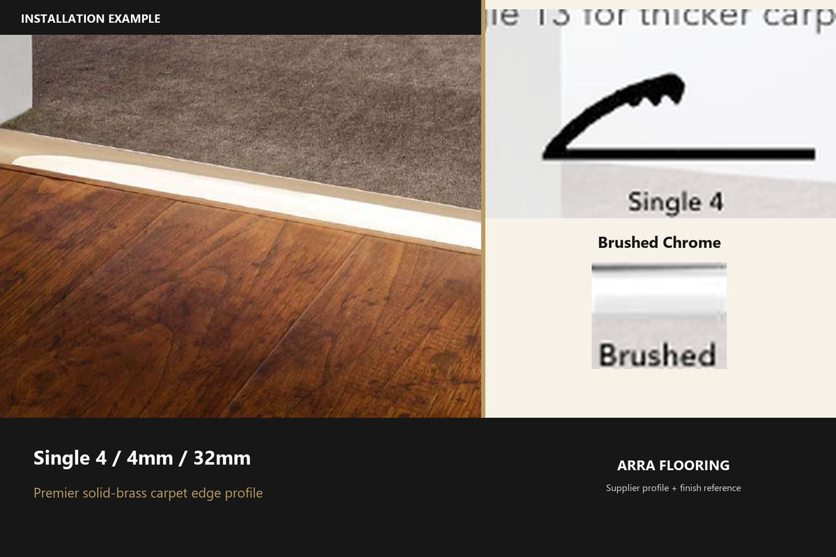 Premier Single 4 / 4mm / 32mm — Brushed Chrome — profile and finish reference