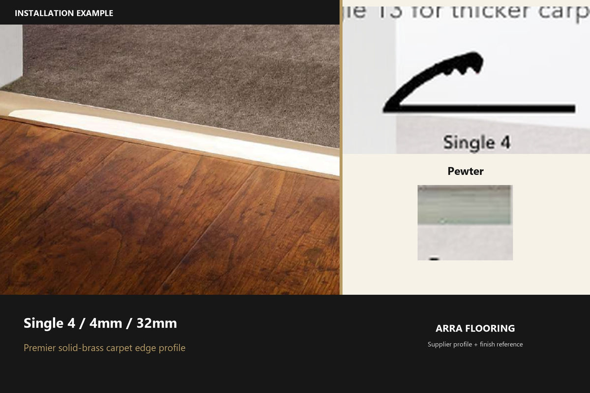 Premier Single 4 / 4mm / 32mm — Pewter — profile and finish reference