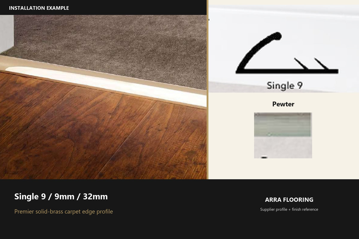 Premier Single 9 / 9mm / 32mm — Pewter — profile and finish reference