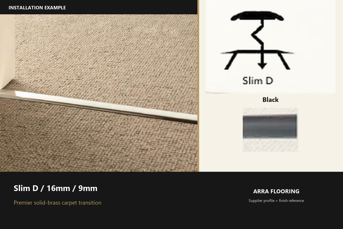 Premier Slim D / 16mm / 9mm — Black — profile and finish reference