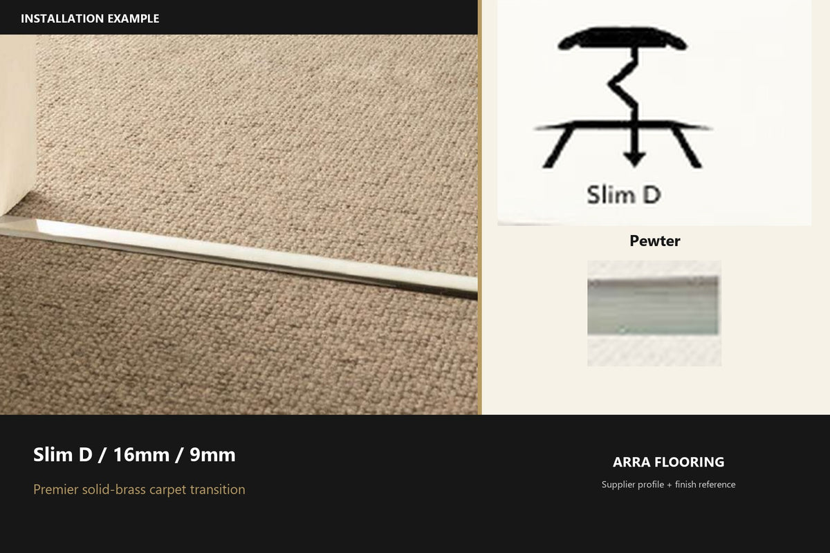 Premier Slim D / 16mm / 9mm — Pewter — profile and finish reference