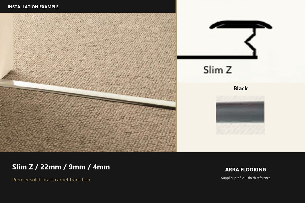 Premier Slim Z / 22mm / 9mm / 4mm — Black — profile and finish reference