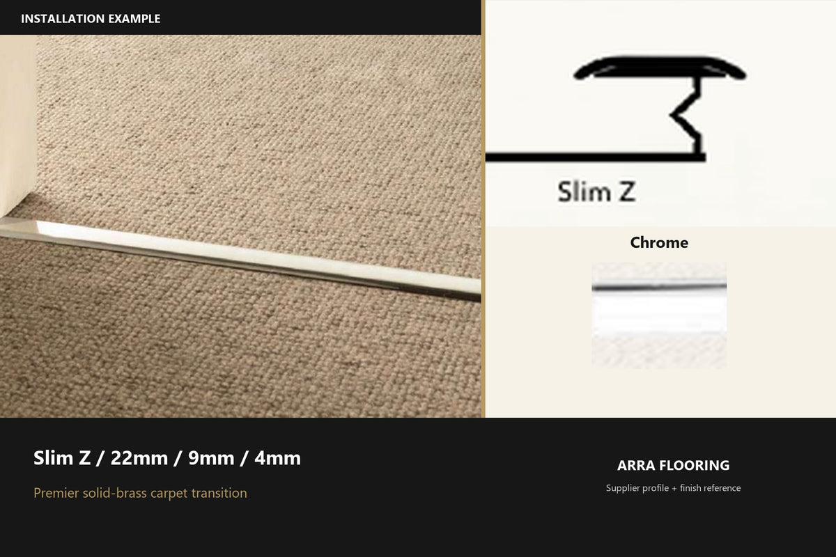 Premier Slim Z / 22mm / 9mm / 4mm — Chrome — profile and finish reference