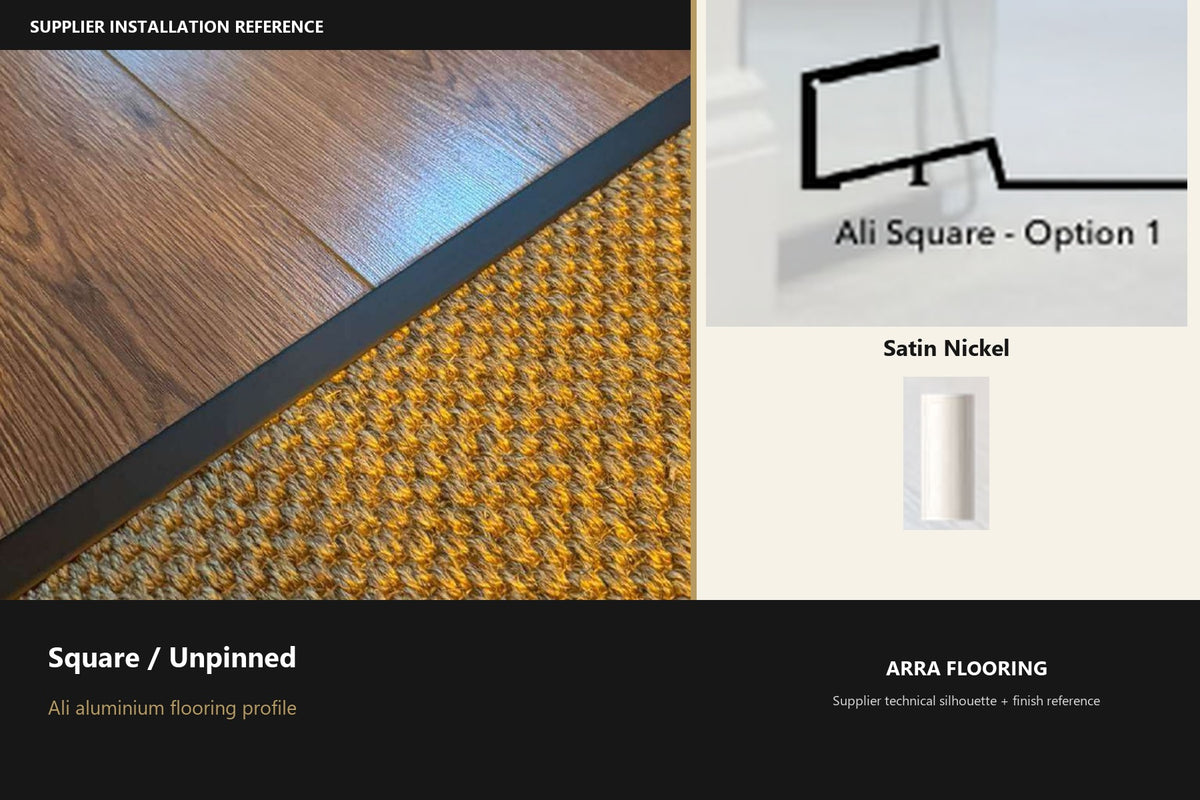 Square / Unpinned — Satin Nickel — profile and finish reference