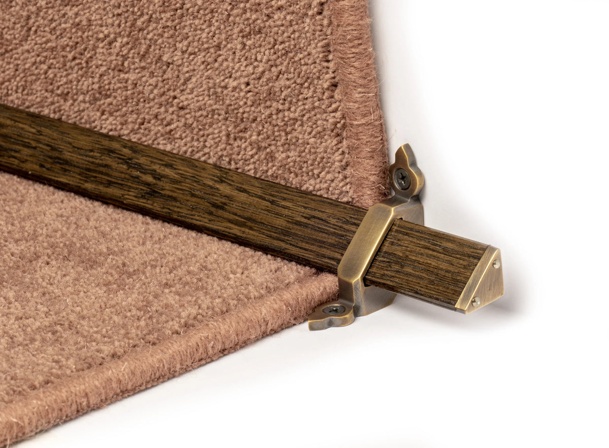Tudor Wooden Stair Rods — Dark Oak — Antique Brass — official Stair Rods UK image