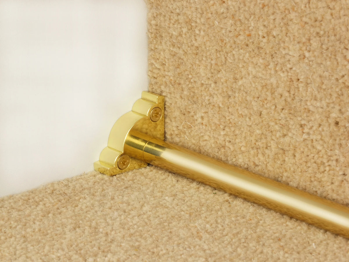 Country Balladeer Spiral 1/2 inch (12mm) Stair Rods option and fitting detail — supplier photography