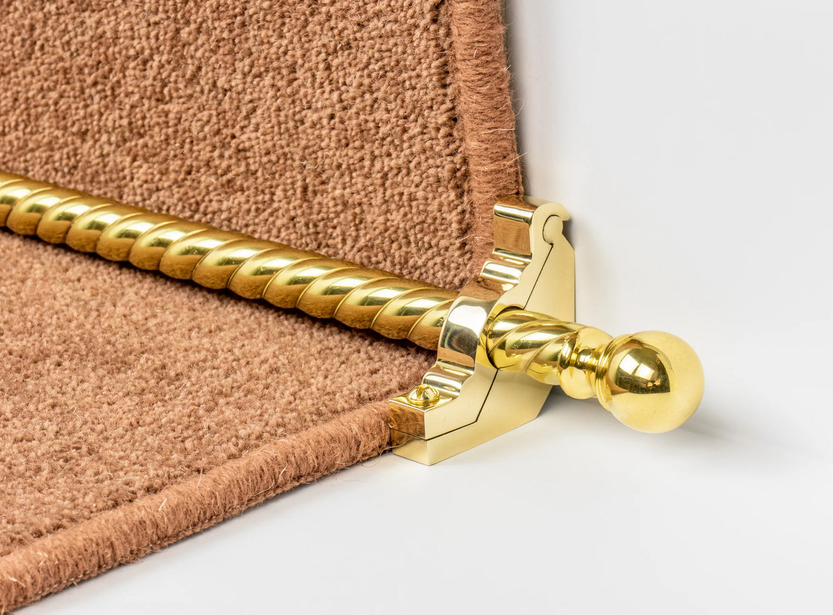 Country Balladeer Reeded 1/2 inch (12mm) Stair Rods — Polished Brass — official Stair Rods UK image