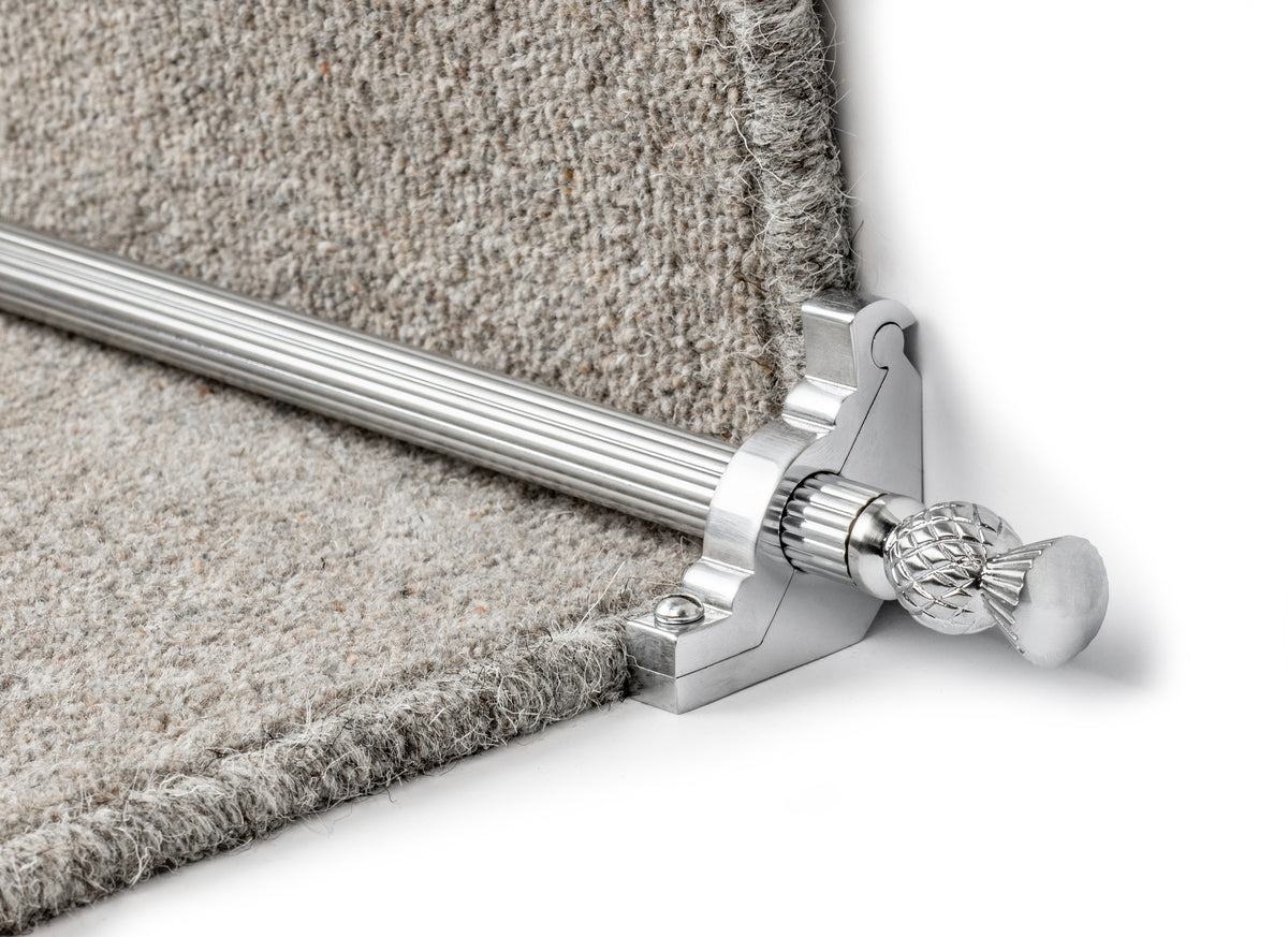 Country Arran Reeded 1/2 inch (12mm) Stair Rods — Brushed Chrome — official Stair Rods UK image