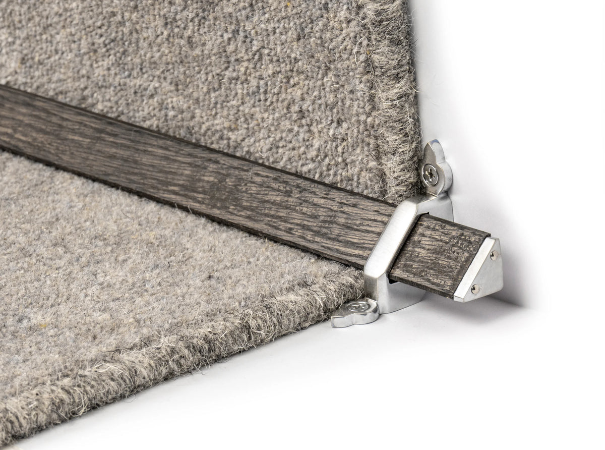 Tudor Wooden Stair Rods — Dark Oak — Brushed Chrome — official Stair Rods UK image