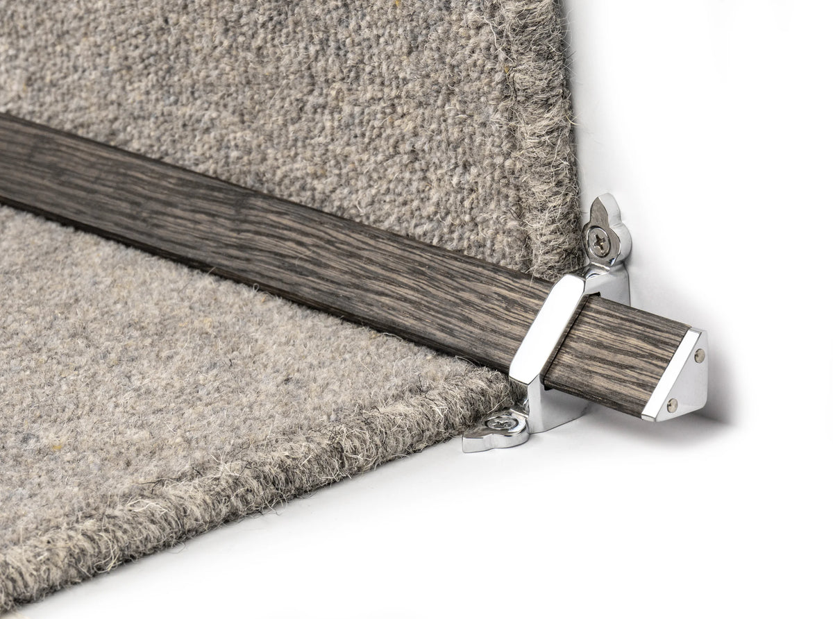 Tudor Wooden Stair Rods — Dark Oak — Chrome — official Stair Rods UK image