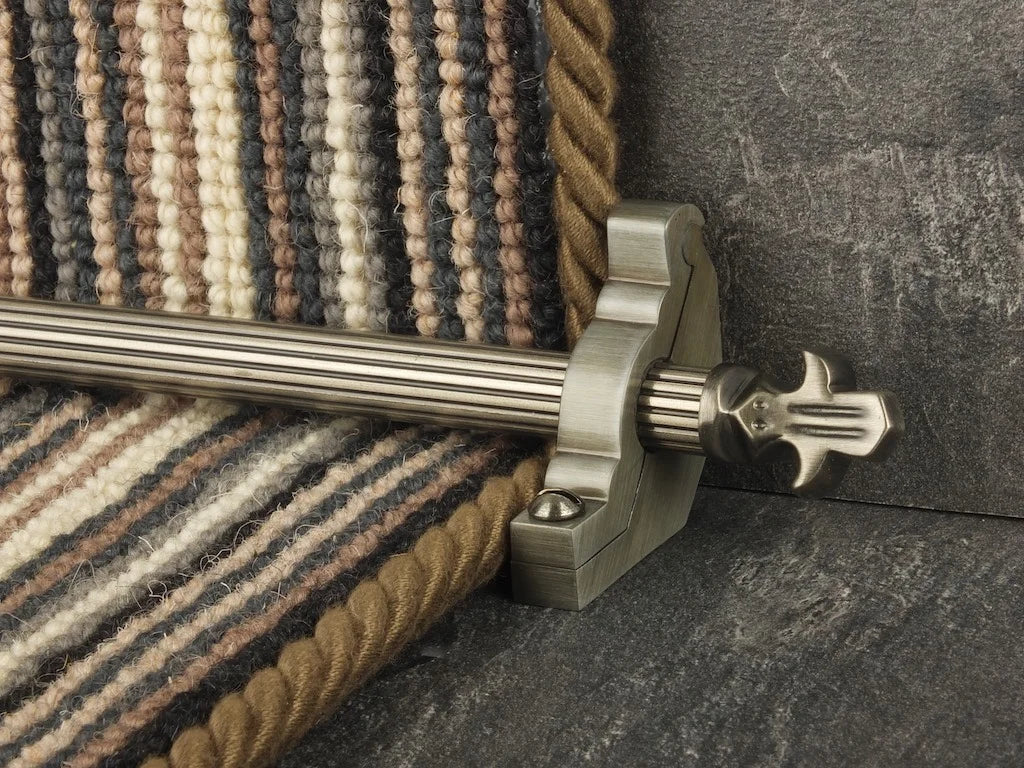 Country Bordeaux Reeded 5/8 inch (16mm) Stair Rods — Pewter — official Stair Rods UK image