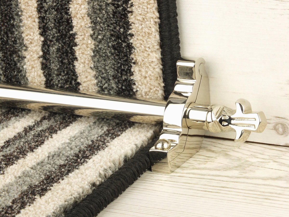 Country Bordeaux Reeded 1/2 inch (12mm) Stair Rods — Polished Nickel — official Stair Rods UK image