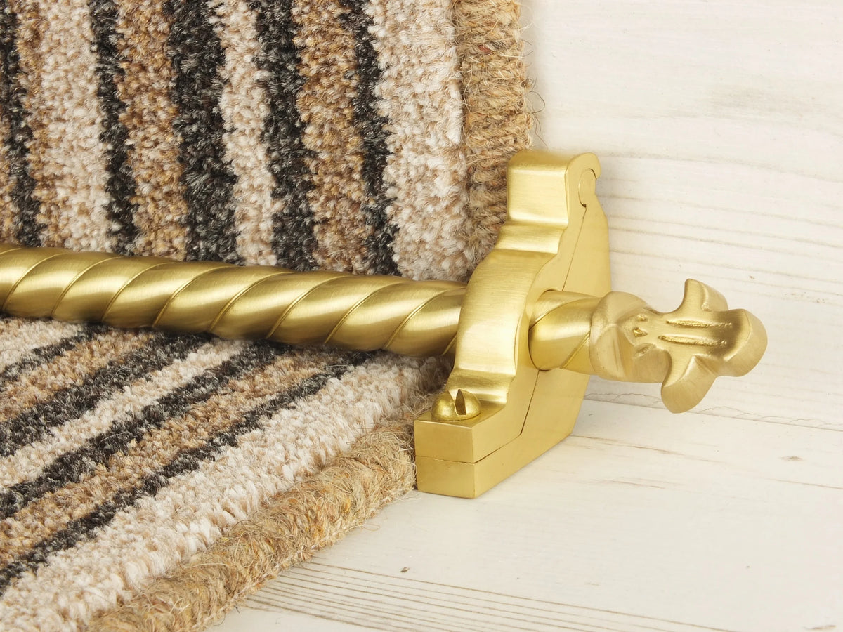 Country Bordeaux Plain 1/2 inch (12mm) Stair Rods — Satin Brass — official Stair Rods UK image