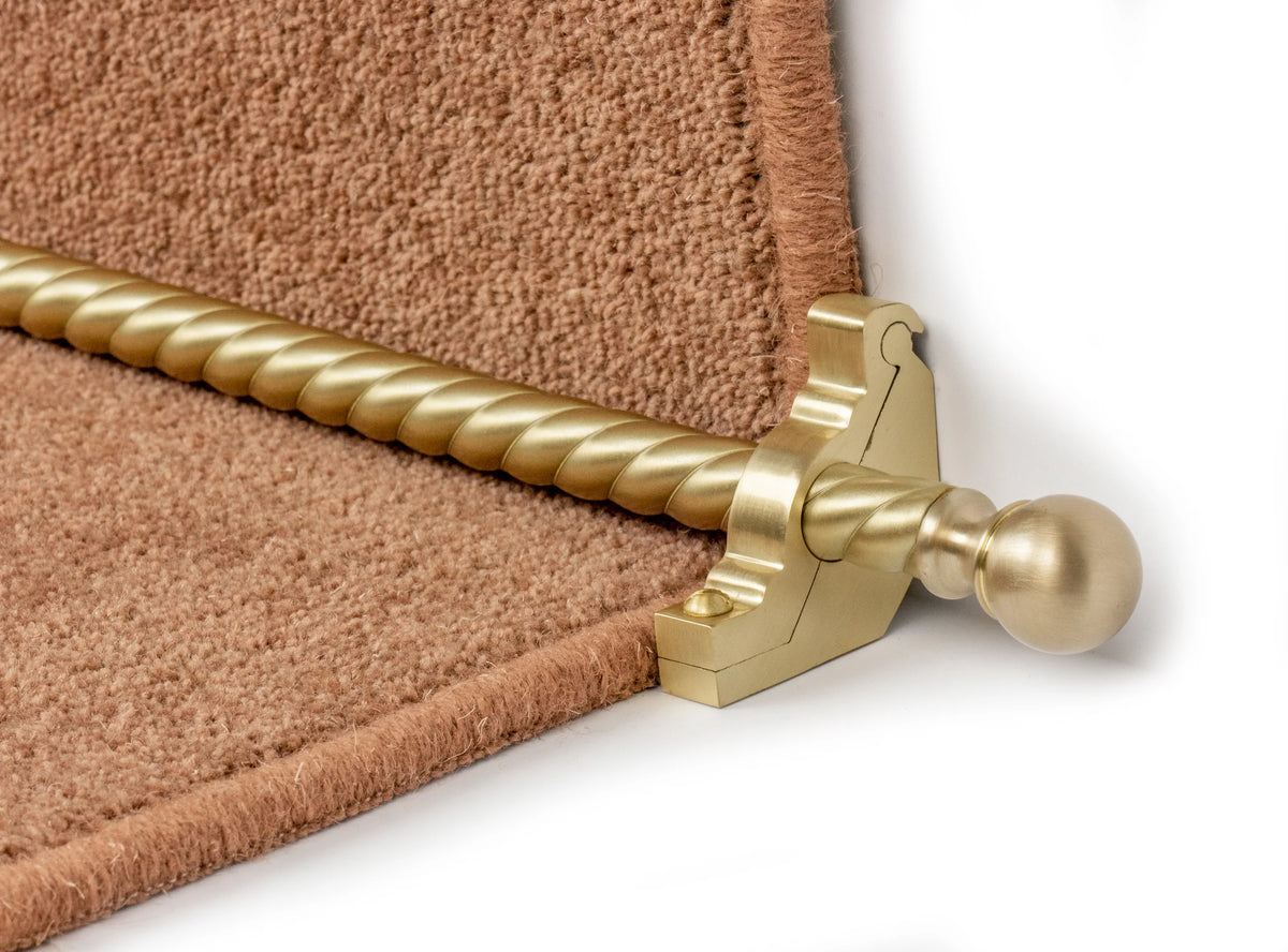 Country Balladeer Reeded 5/8 inch (16mm) Stair Rods — Satin Brass — official Stair Rods UK image
