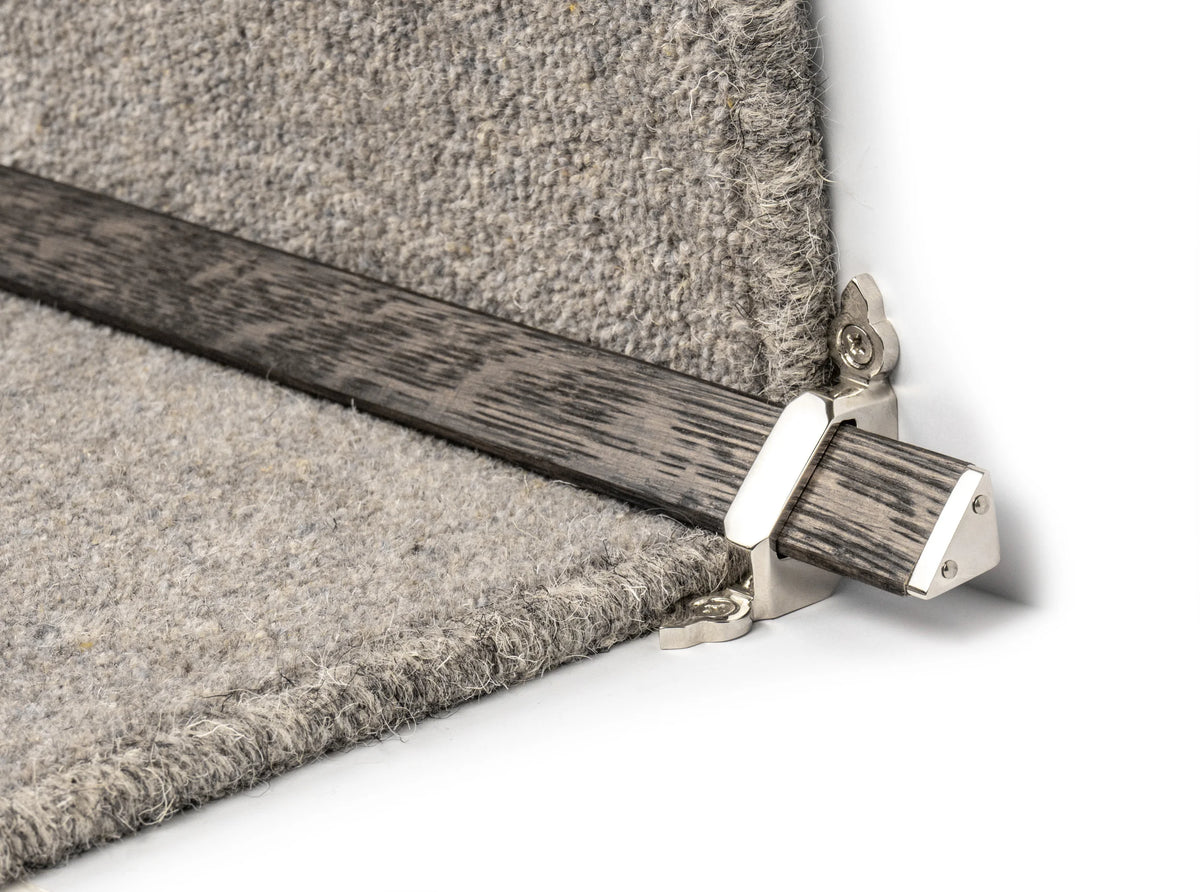 Tudor Wooden Stair Rods — Dark Oak — Polished Nickel — official Stair Rods UK image