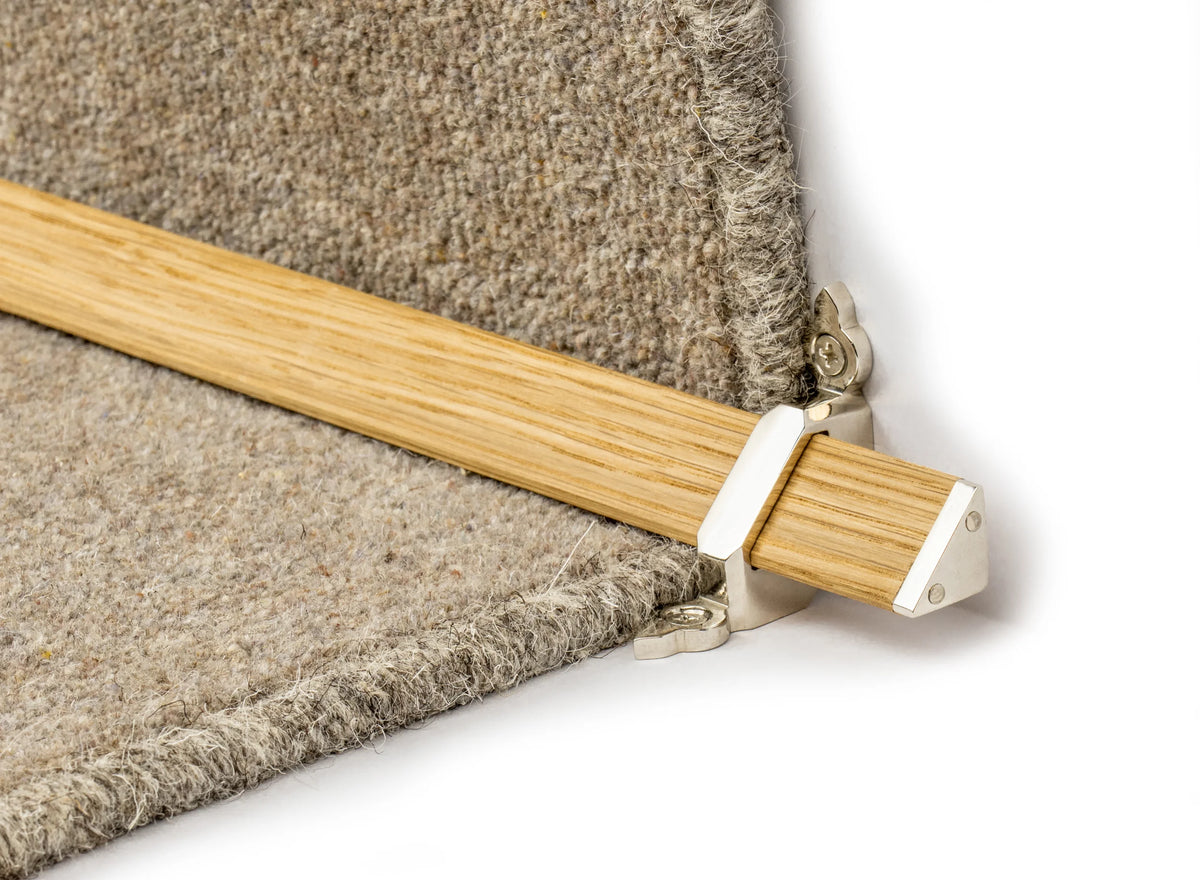 Tudor Wooden Stair Rods — Light Oak — Polished Nickel — official Stair Rods UK image