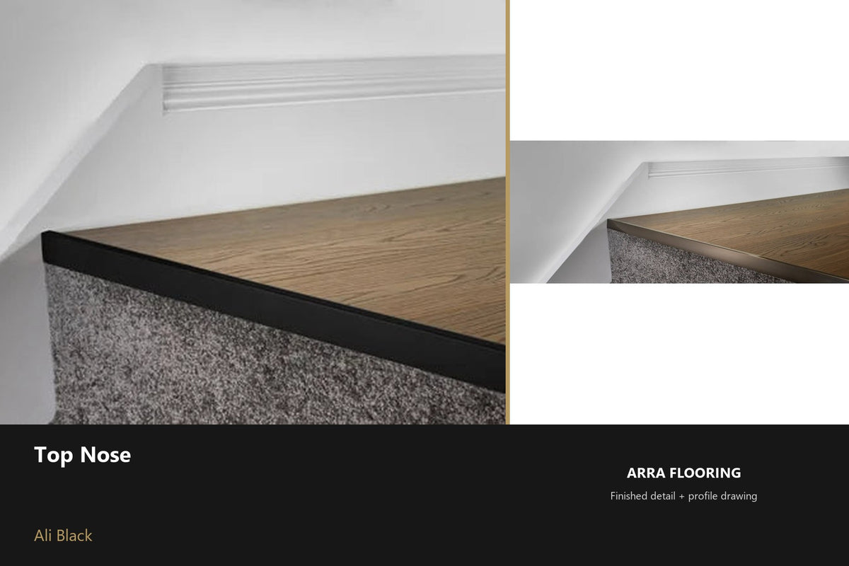 Ali Top Nose — Ali Black finish — profile and section detail