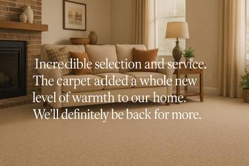 Warm, inviting home interior with beautiful carpet showing incredible selection and service