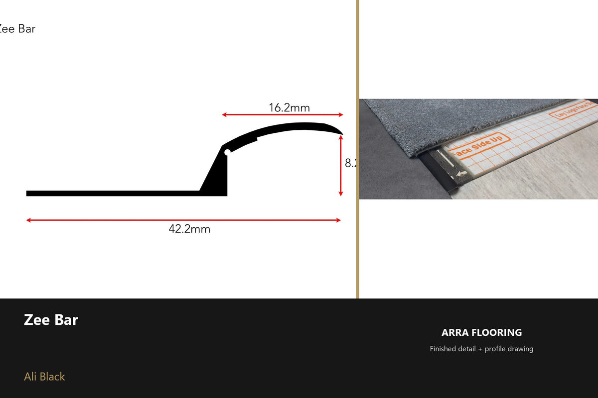 Ali Zee Bar — Ali Black finish — profile and section detail